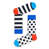 White Black Stripe Dots AB Multicolor Socks