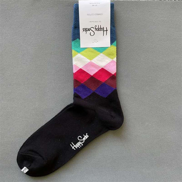Faded Diamond Black Socks