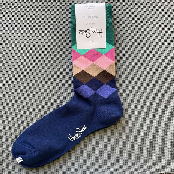 Faded Diamond Blue Socks