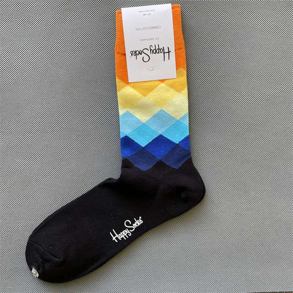 Faded Diamond Orange Socks