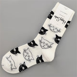 White & Black Kitty Socks