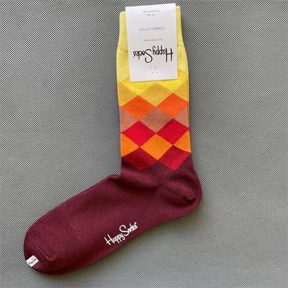 Faded Diamond Red Wine Socks