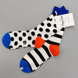 White Black Stripe Dots AB Multicolor Socks